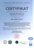 Certyfikat Systemu Zarządzania Środowiskowego ISO 14001:2015