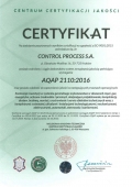 Certyfikat Systemu Zarządzania Jakością AQAP 2110:2016